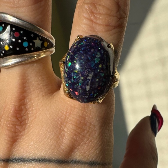 Australian blue opal statement ring size 6 - Picture 3 of 9